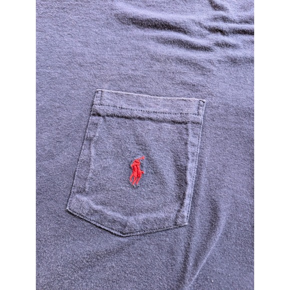 Vintage Polo Ralph Lauren Shirt Medium Blue Pocket Short Sleeve T-Shirt USA Made - Picture 2 of 6